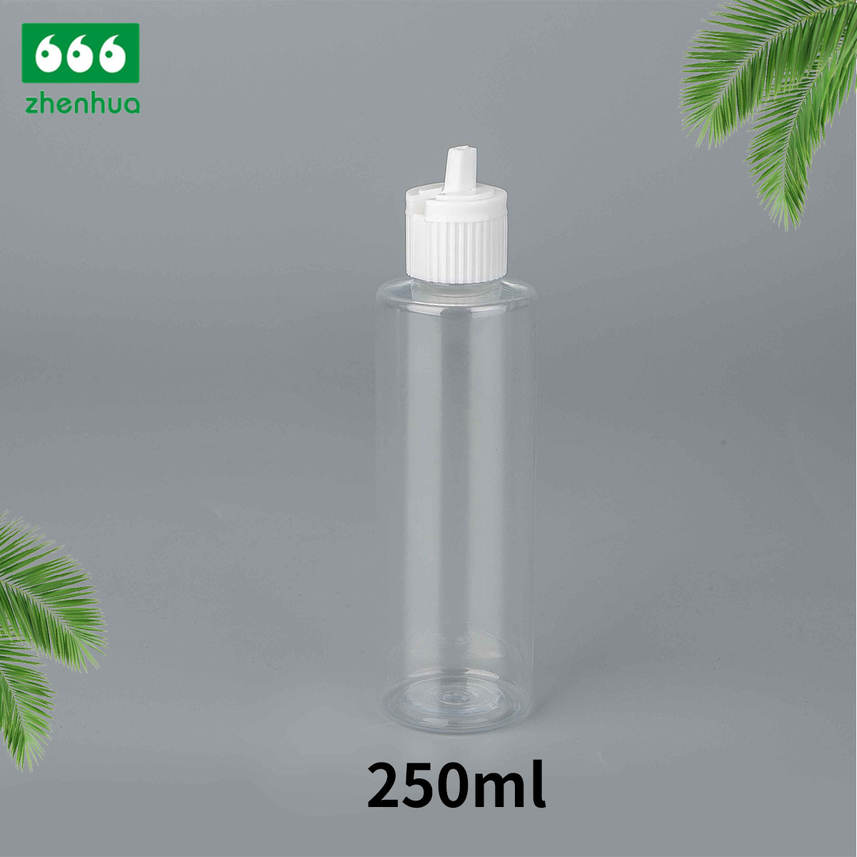 75ml 200ml 250ml Cylinderical Plastic PET Transparent/Pale Pink Lotion Squeeze Bottle with Natural Flip Top Cap