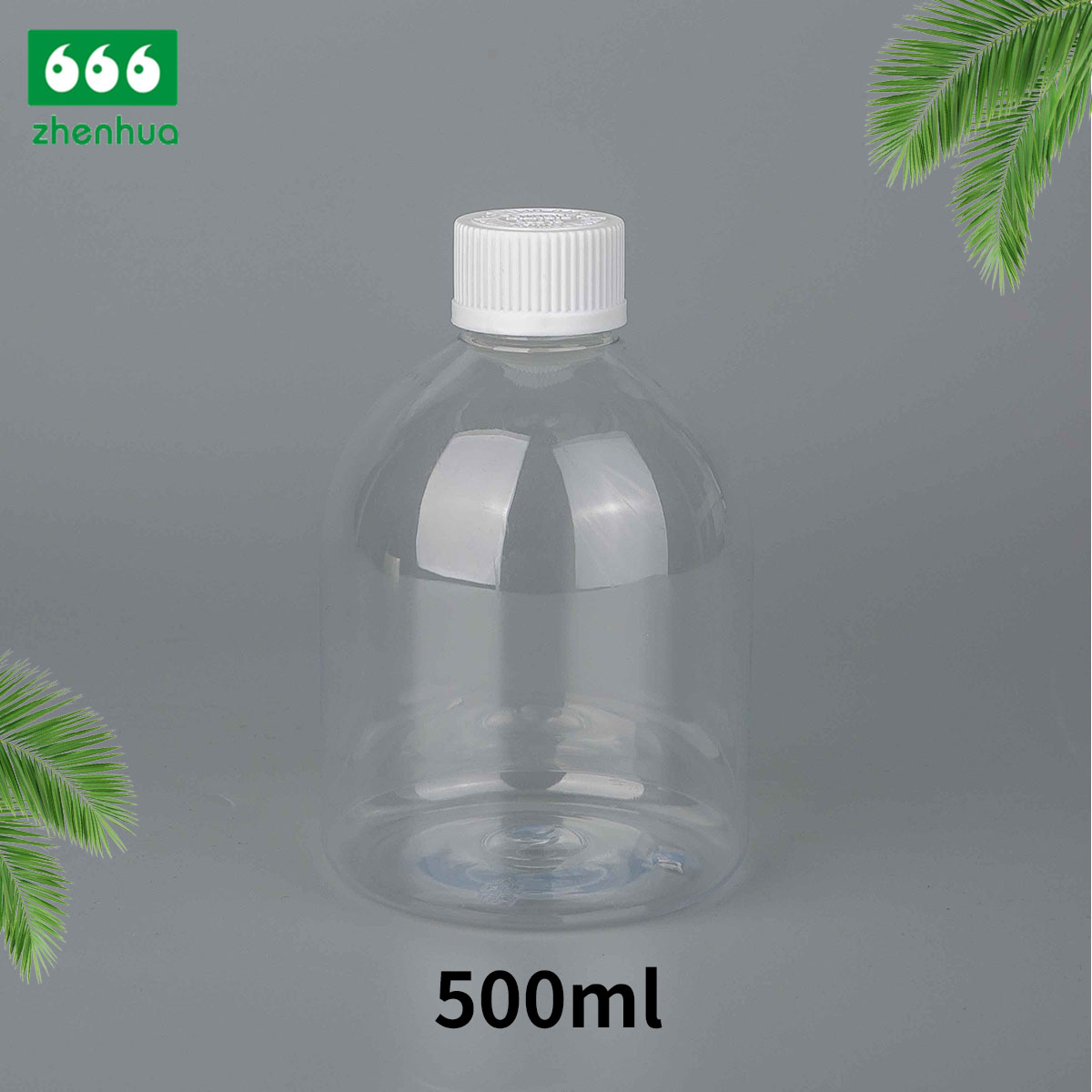 16oz 500ml Transparent Plastic PET/PCR Short Fatty Round Hand Sanitizer Gel Bottle with Silver Alumnium Screw Cap