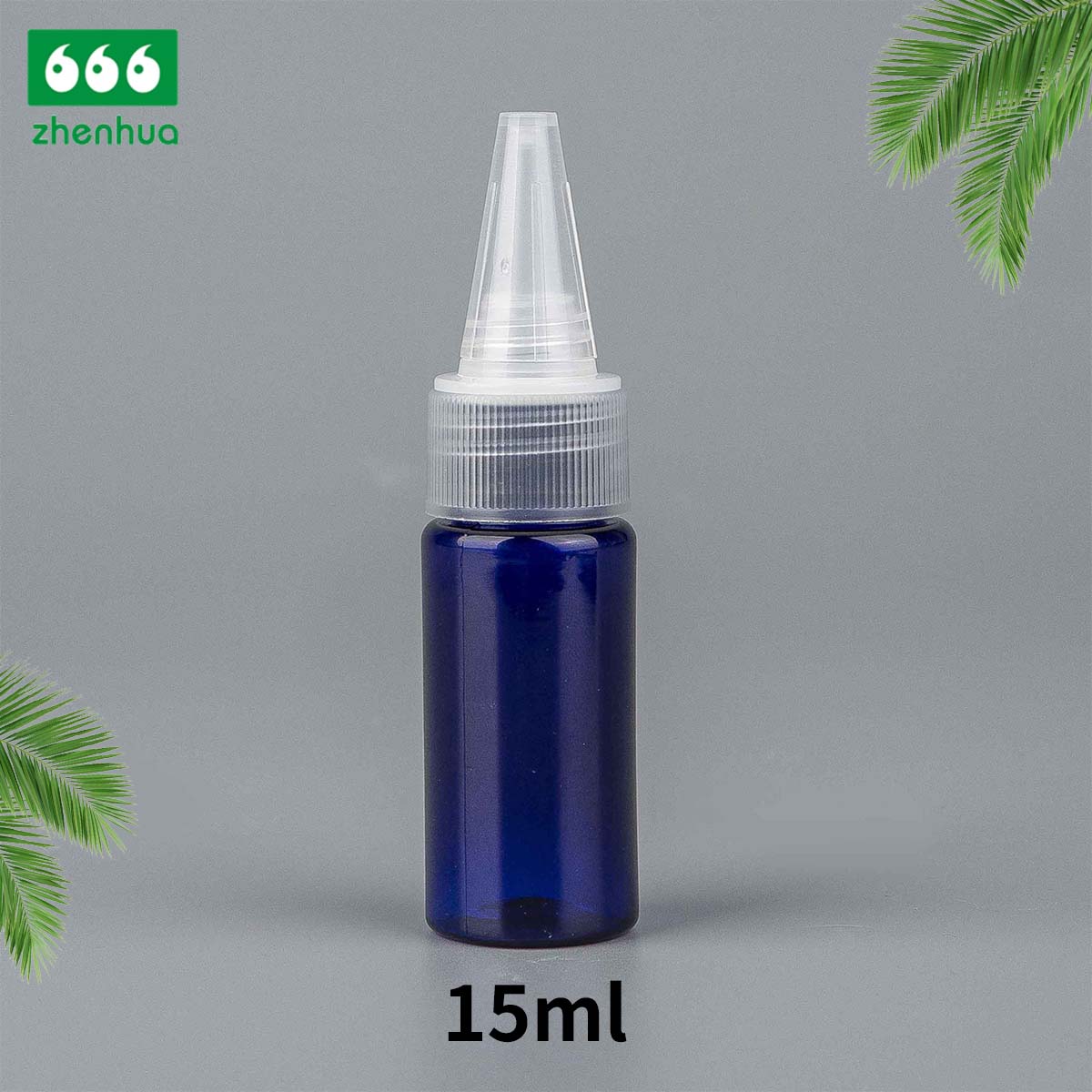 15ml 30ml 60ml 100ml Transparent/Dark Blue Plastic PET Cylinder Lubricant Squeezable Bottle with Nozzle Spout Cap