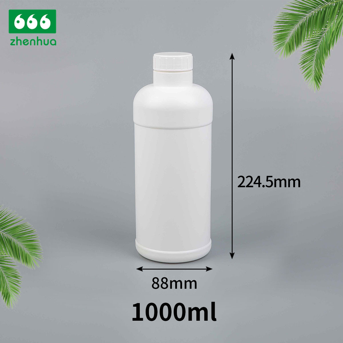 1000ml HDPE White Plastic Round Bottle with PE Lined Smooth Cap