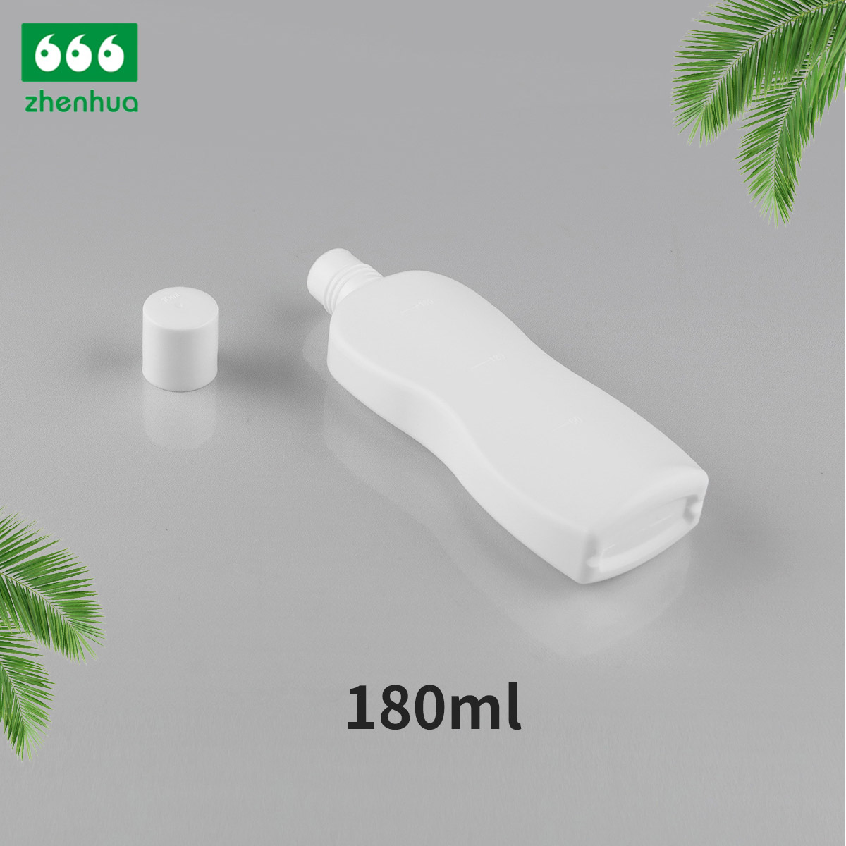 180ml 6oz Plastic HDPE White Calabash Graduated Flat Bottle with Screw Cap