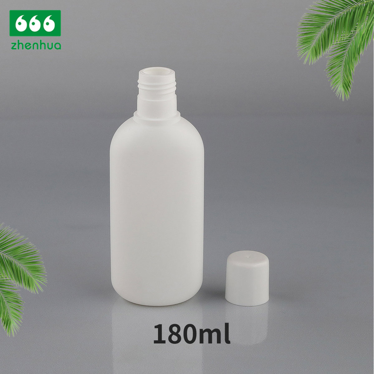 180ml 220ml Plastic HDPE Natural Oval Flat External Liquid Bottle with Milky/Blue Screw Cap