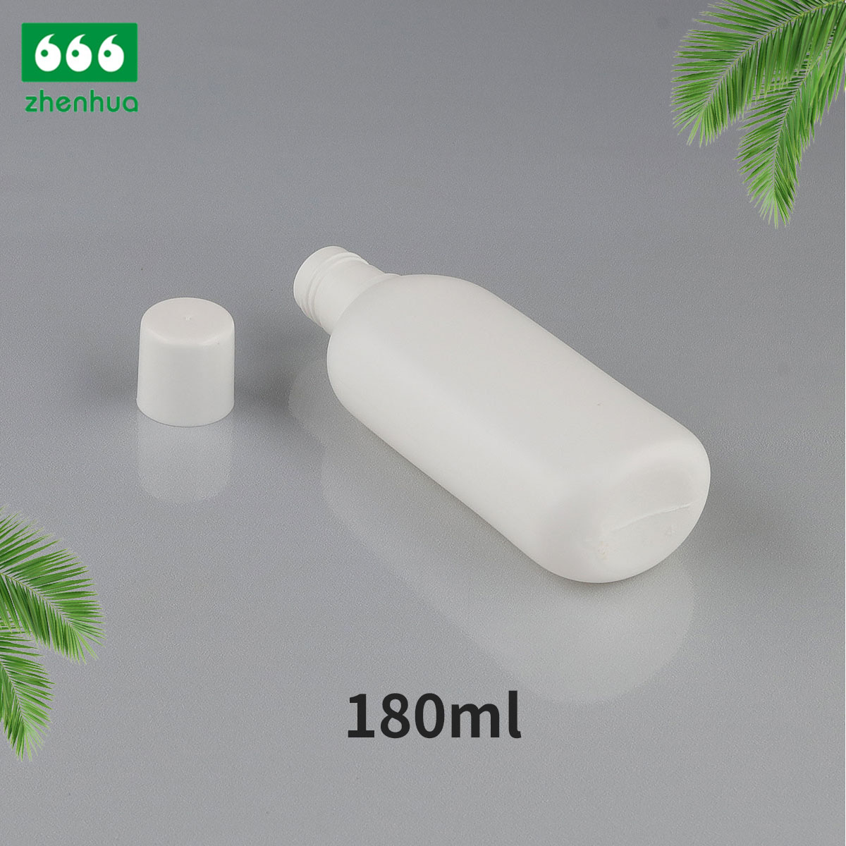 180ml 220ml Plastic HDPE Natural Oval Flat External Liquid Bottle with Milky/Blue Screw Cap