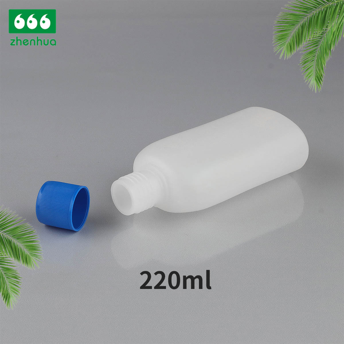 180ml 220ml Plastic HDPE Natural Oval Flat External Liquid Bottle with Milky/Blue Screw Cap