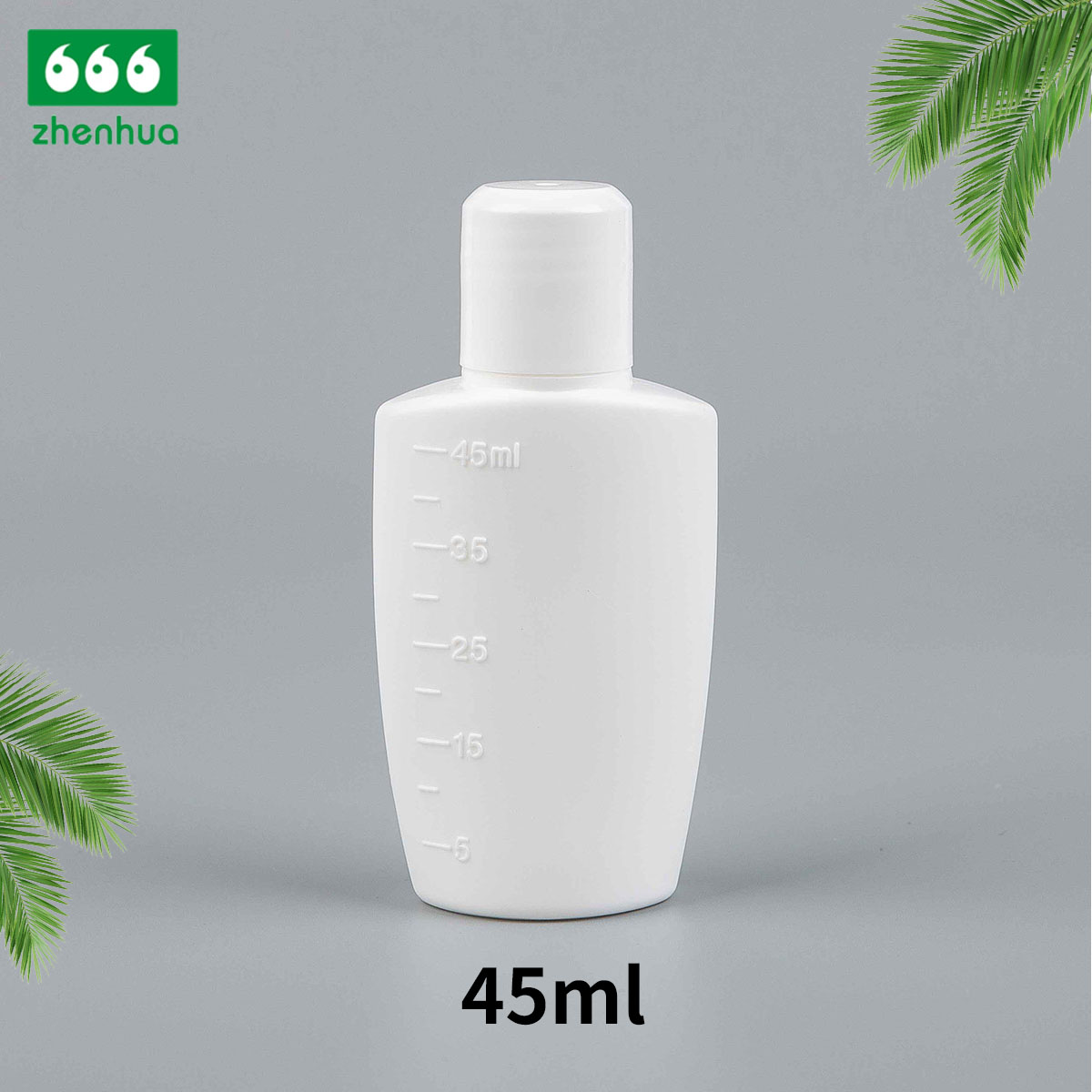 25ml/45ml Plastic HDPE Milky Graduated Pharmaceutical Liquid Oval Mini Bottle with Orange Tamper-proof Cap/White Screw Cap