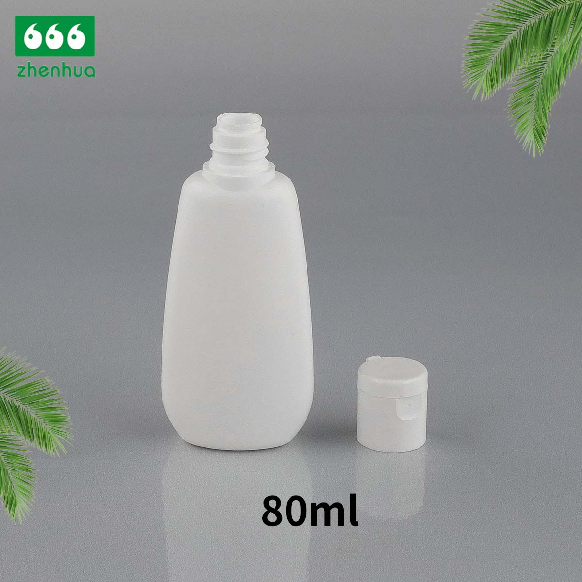 80ml HDPE Plastic Trapezoidal Flat Bottle Portable Cosmetic Bottle with White Fip Top Cap