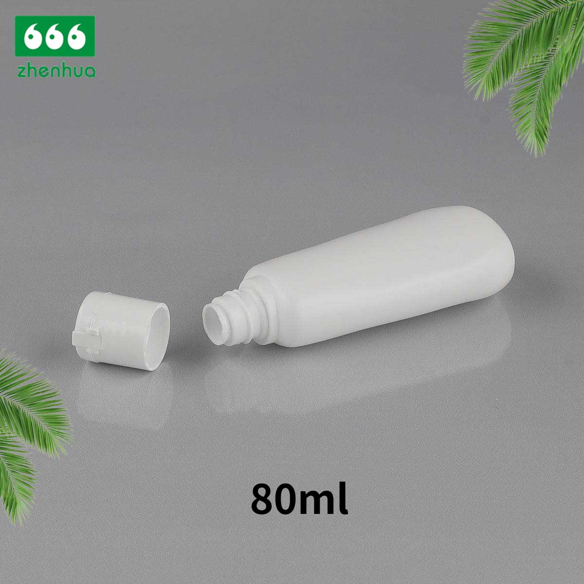 80ml HDPE Plastic Trapezoidal Flat Bottle Portable Cosmetic Bottle with White Fip Top Cap