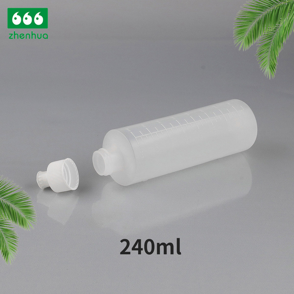 240ml 8oz Plastic LDPE Natural Cylinderical Graduated Bottle Liquid/Gel Squeezable Bottle