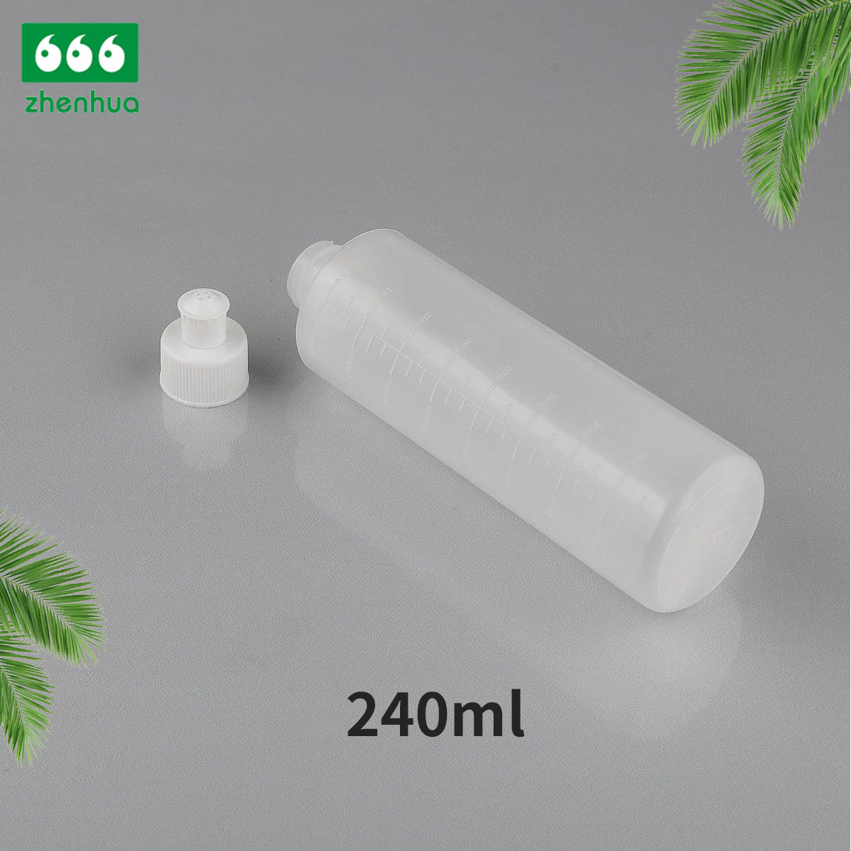 240ml 8oz Plastic LDPE Natural Cylinderical Graduated Bottle Liquid/Gel Squeezable Bottle