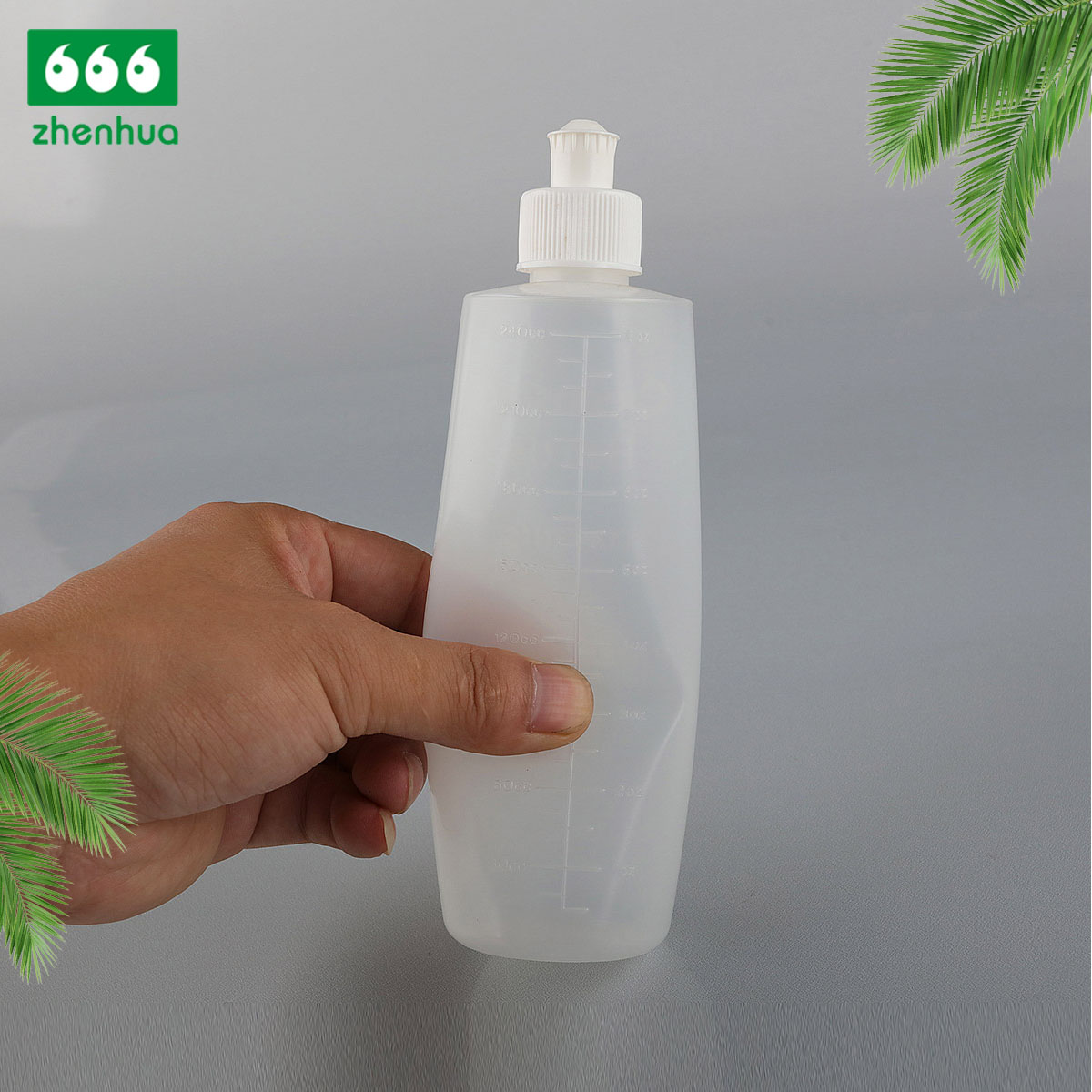 240ml 8oz Plastic LDPE Natural Cylinderical Graduated Bottle Liquid/Gel Squeezable Bottle