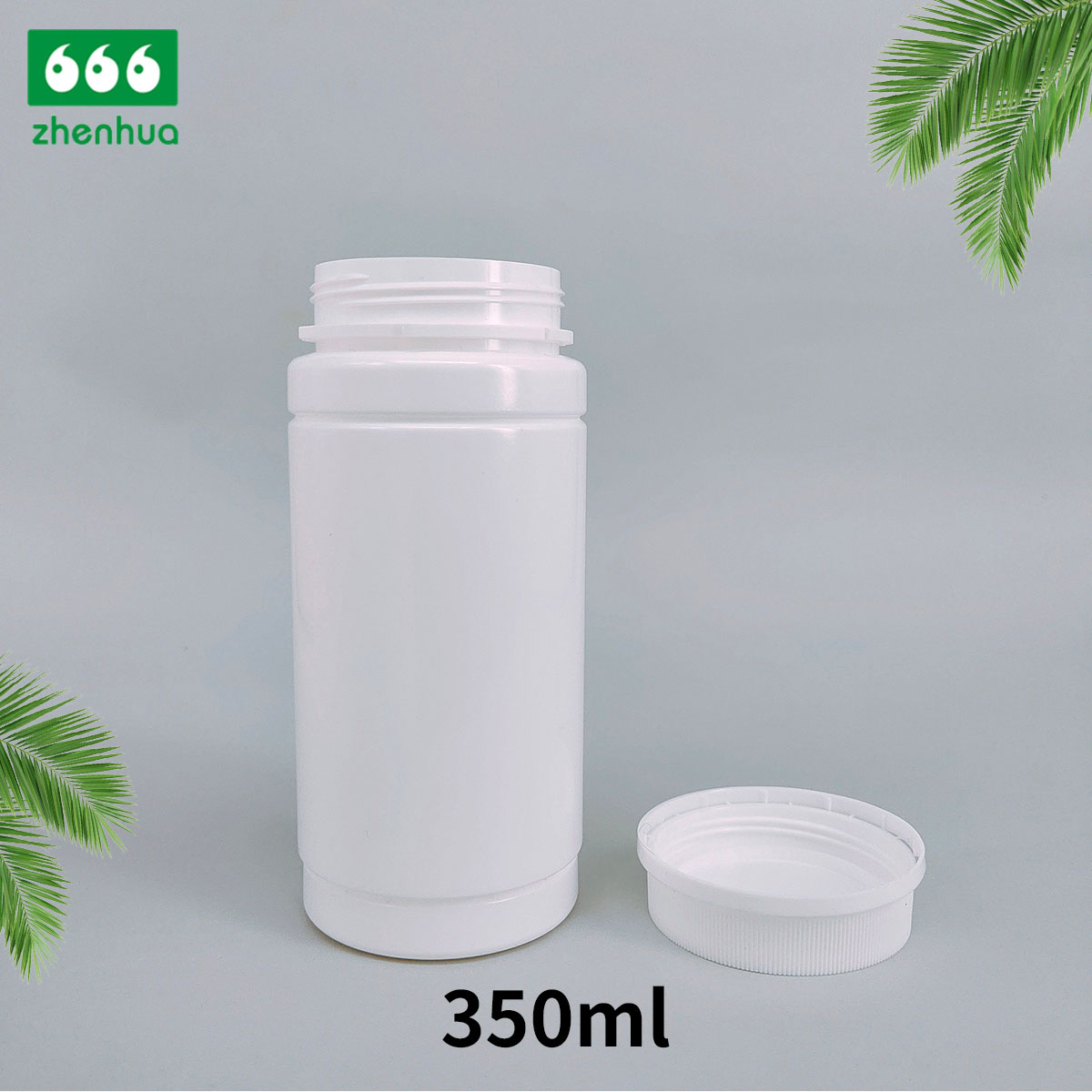 350cc Smooth Surface Plastic HDPE Large Volume Medicinal Packaging Bamboo Shape Bottle with PE Tamper-proof Screw Cap