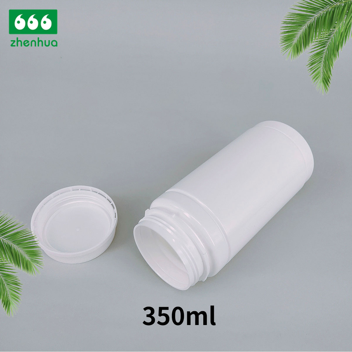 350cc Smooth Surface Plastic HDPE Large Volume Medicinal Packaging Bamboo Shape Bottle with PE Tamper-proof Screw Cap