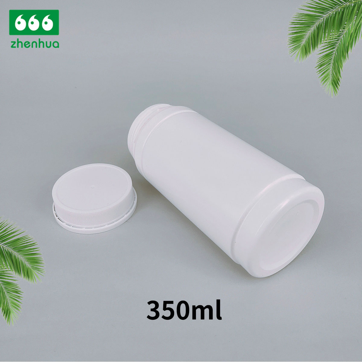 350cc Smooth Surface Plastic HDPE Large Volume Medicinal Packaging Bamboo Shape Bottle with PE Tamper-proof Screw Cap