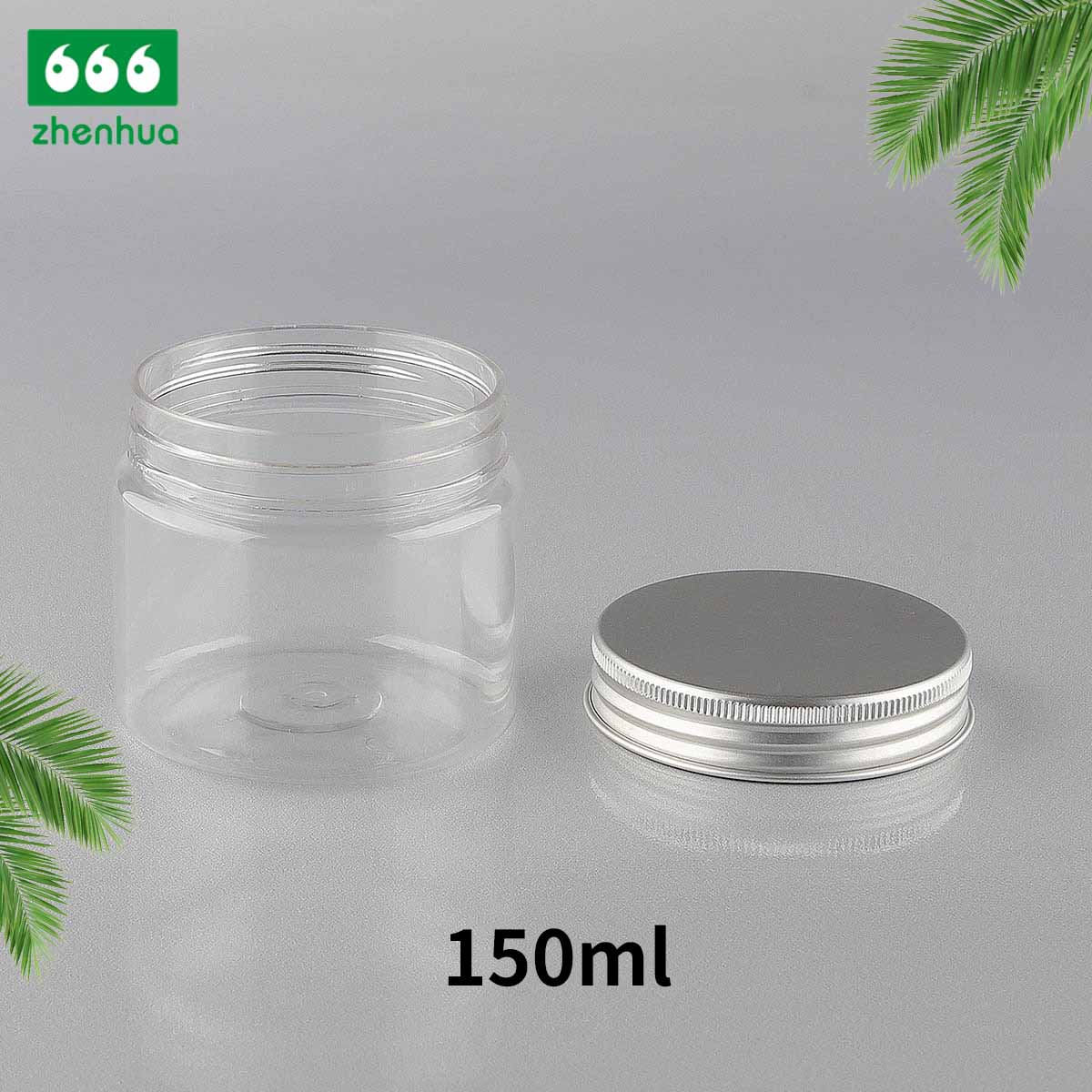 150CC/180CC/250CC Plastic PET Transparent Food Packaging Jar Candy Storage Container with Silver Alumnium Screw Cap