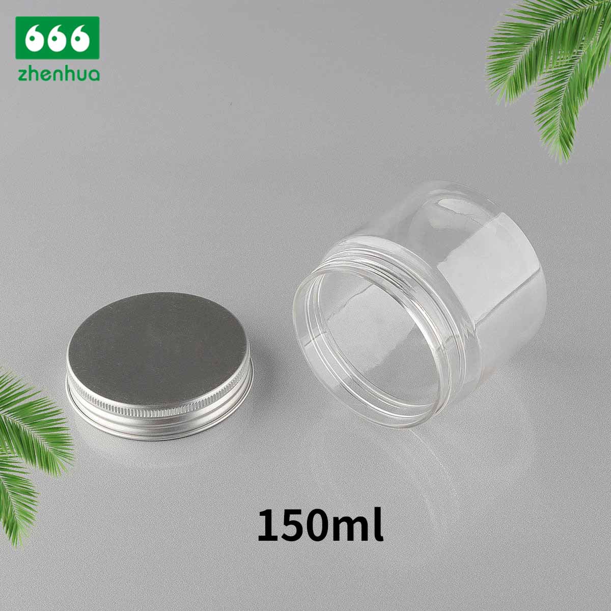 150CC/180CC/250CC Plastic PET Transparent Food Packaging Jar Candy Storage Container with Silver Alumnium Screw Cap