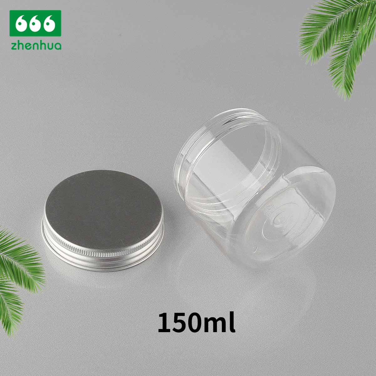 150CC/180CC/250CC Plastic PET Transparent Food Packaging Jar Candy Storage Container with Silver Alumnium Screw Cap