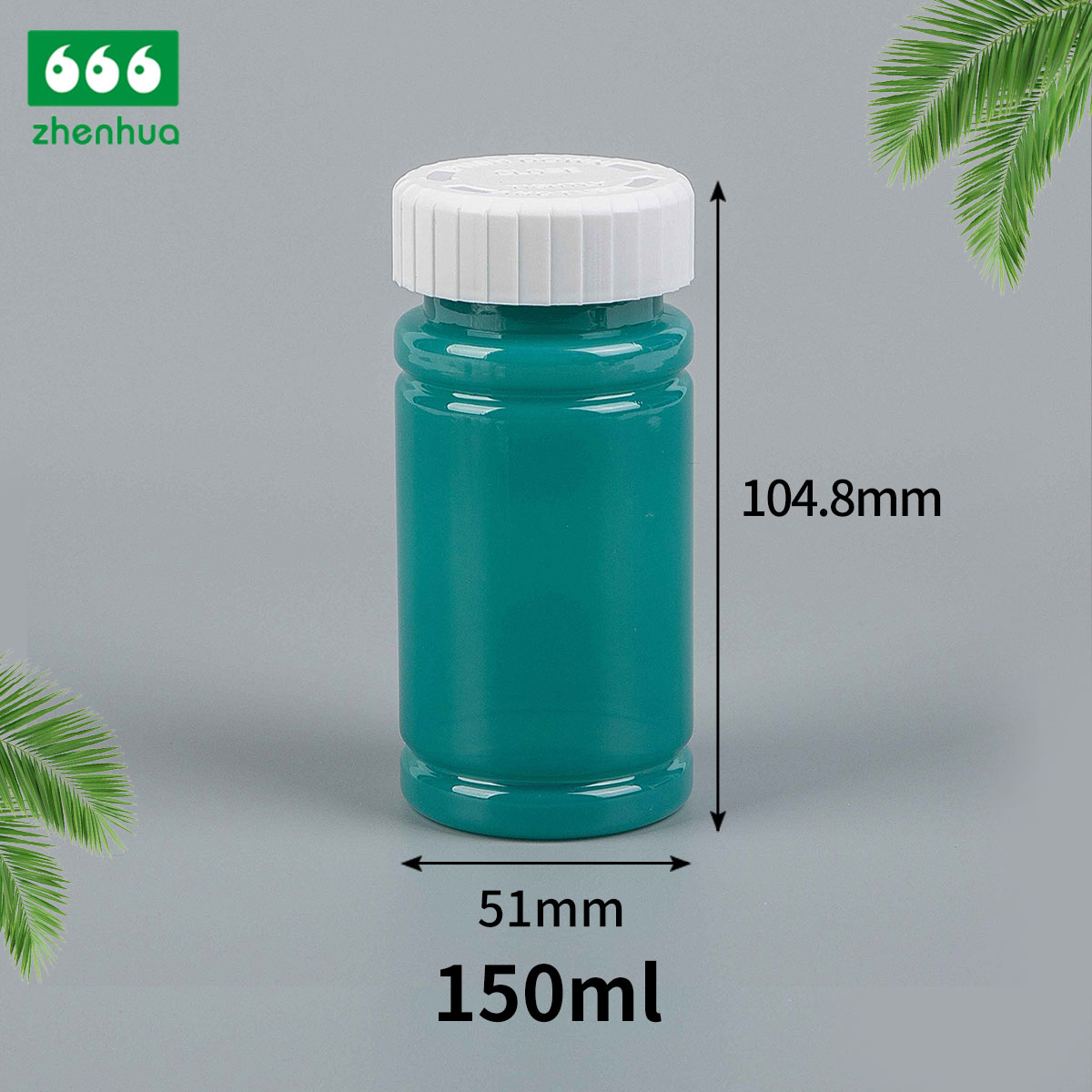 150cc 5oz Wide Mouth Medicine Capsule Plastic PET Bamboo Shape Bottle with PE Screw Cap/Child Resistant Lid