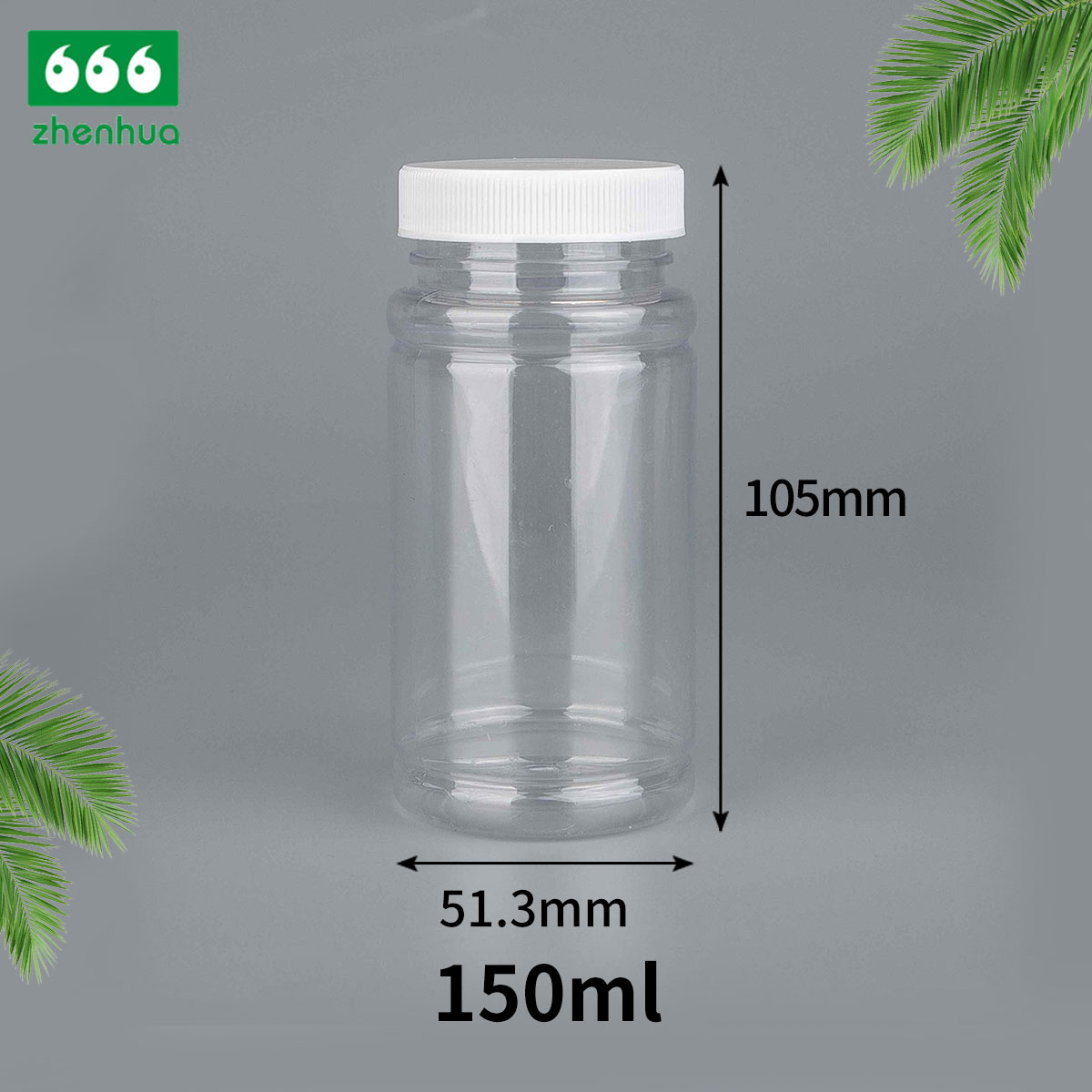 150cc 5oz Wide Mouth Medicine Capsule Plastic PET Bamboo Shape Bottle with PE Screw Cap/Child Resistant Lid