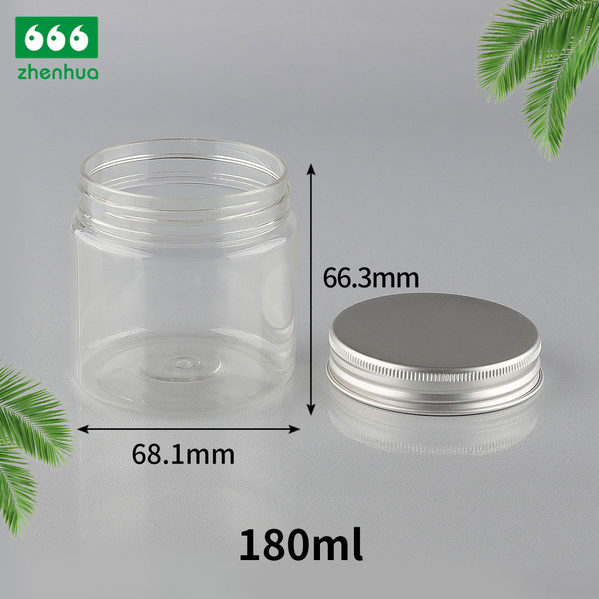 150CC/180CC/250CC Plastic PET Transparent Food Packaging Jar Candy Storage Container with Silver Alumnium Screw Cap