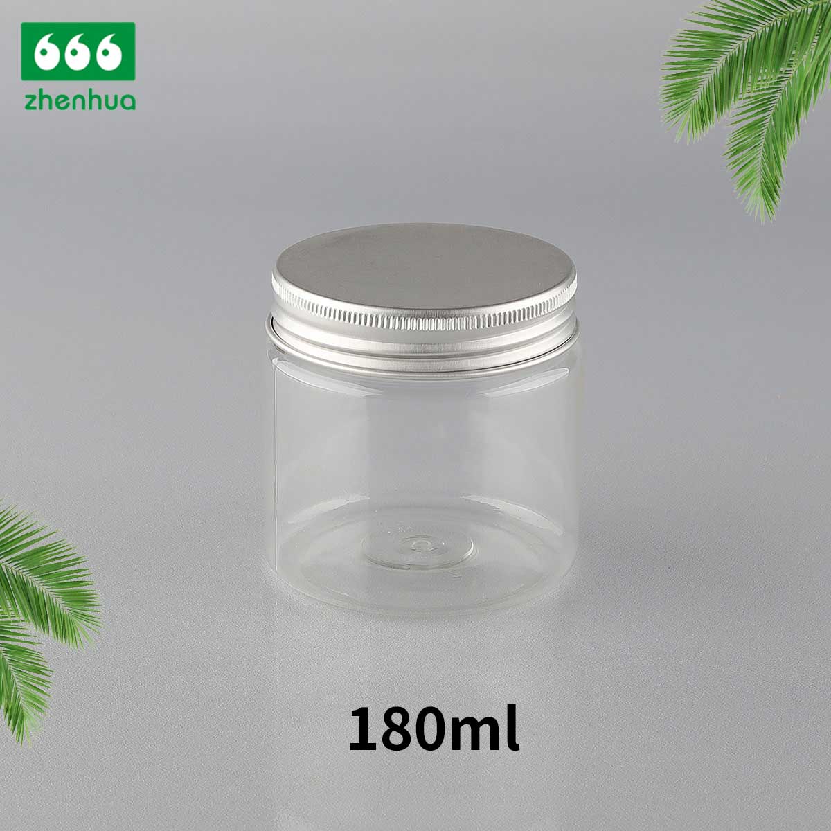 150CC/180CC/250CC Plastic PET Transparent Food Packaging Jar Candy Storage Container with Silver Alumnium Screw Cap