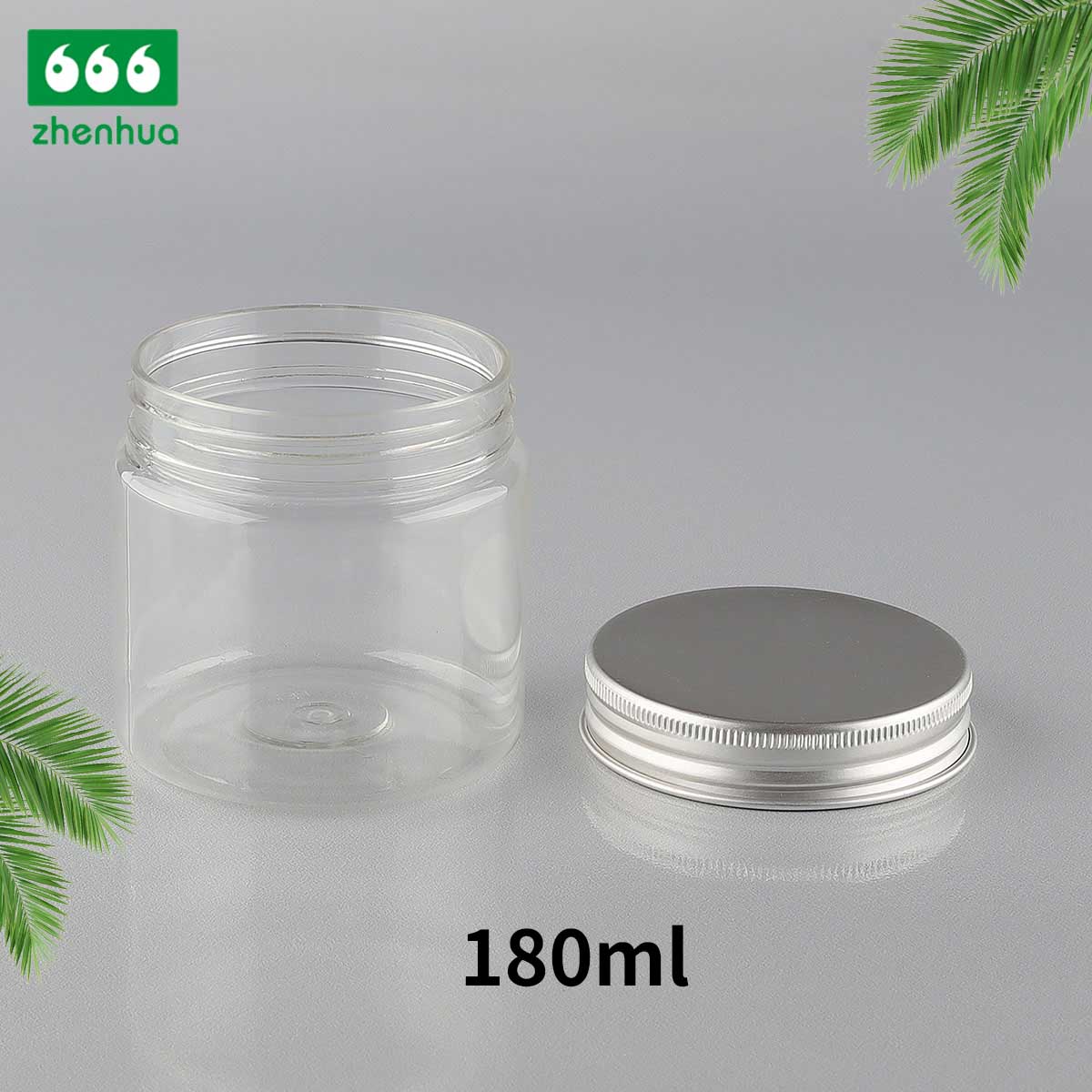 150CC/180CC/250CC Plastic PET Transparent Food Packaging Jar Candy Storage Container with Silver Alumnium Screw Cap