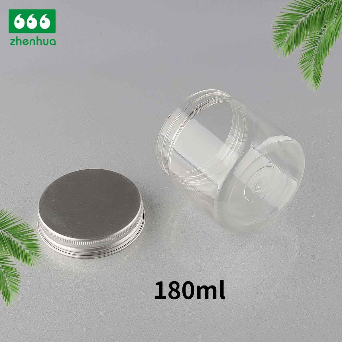 150CC/180CC/250CC Plastic PET Transparent Food Packaging Jar Candy Storage Container with Silver Alumnium Screw Cap