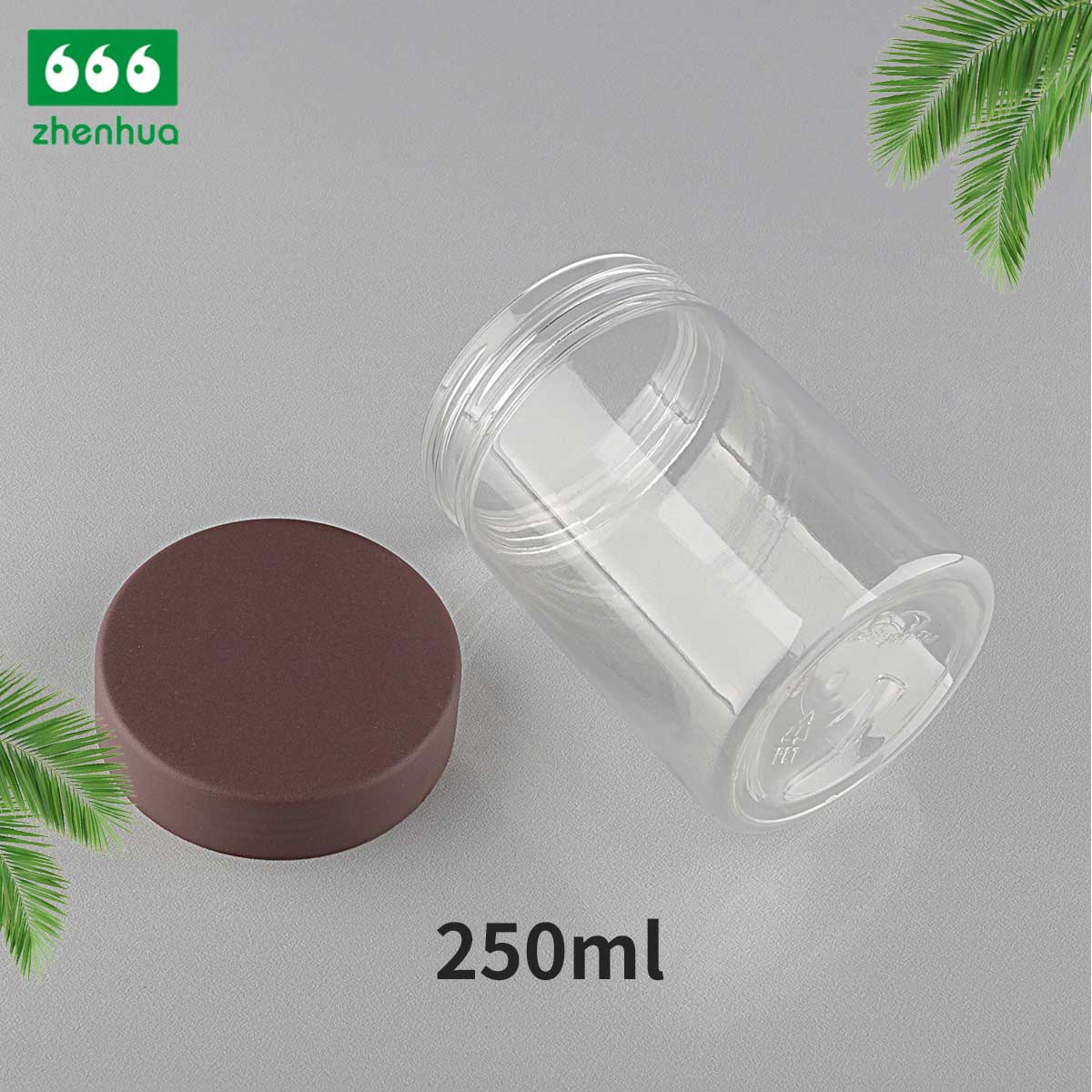 250CC Plastic Transparent PET Wolfberry/ Scented Tea Packaging Cylinder Jar with Smooth PP Lid