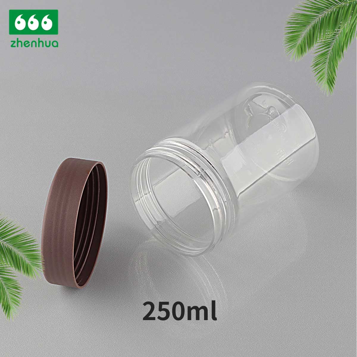 250CC Plastic Transparent PET Wolfberry/ Scented Tea Packaging Cylinder Jar with Smooth PP Lid