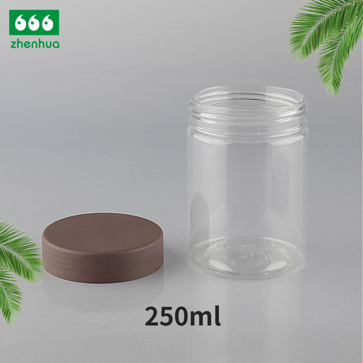 250CC Plastic Transparent PET Wolfberry/ Scented Tea Packaging Cylinder Jar with Smooth PP Lid