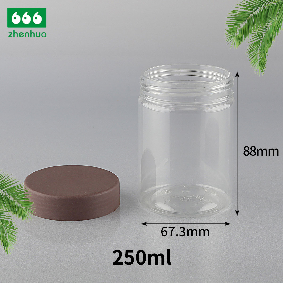 250CC Plastic Transparent PET Wolfberry/ Scented Tea Packaging Cylinder Jar with Smooth PP Lid