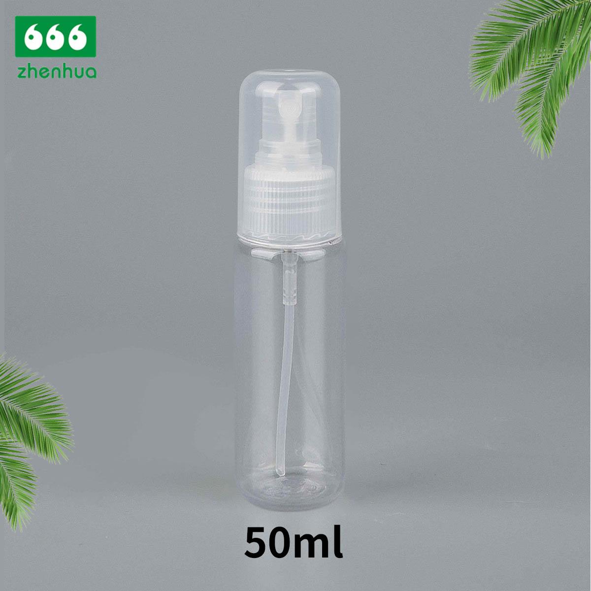 30ml/50ml/80ml Clear PET/PCR Plastic Cylinderical Spray Dispensing Bottle with Fine Mist Sprayer and Dust Cover