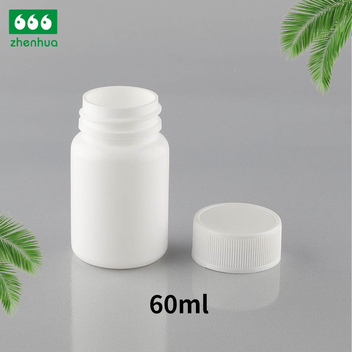 60ml/60cc Round White Pharmaceutical Solid HDPE Bottle White PE Lined Screw Cap