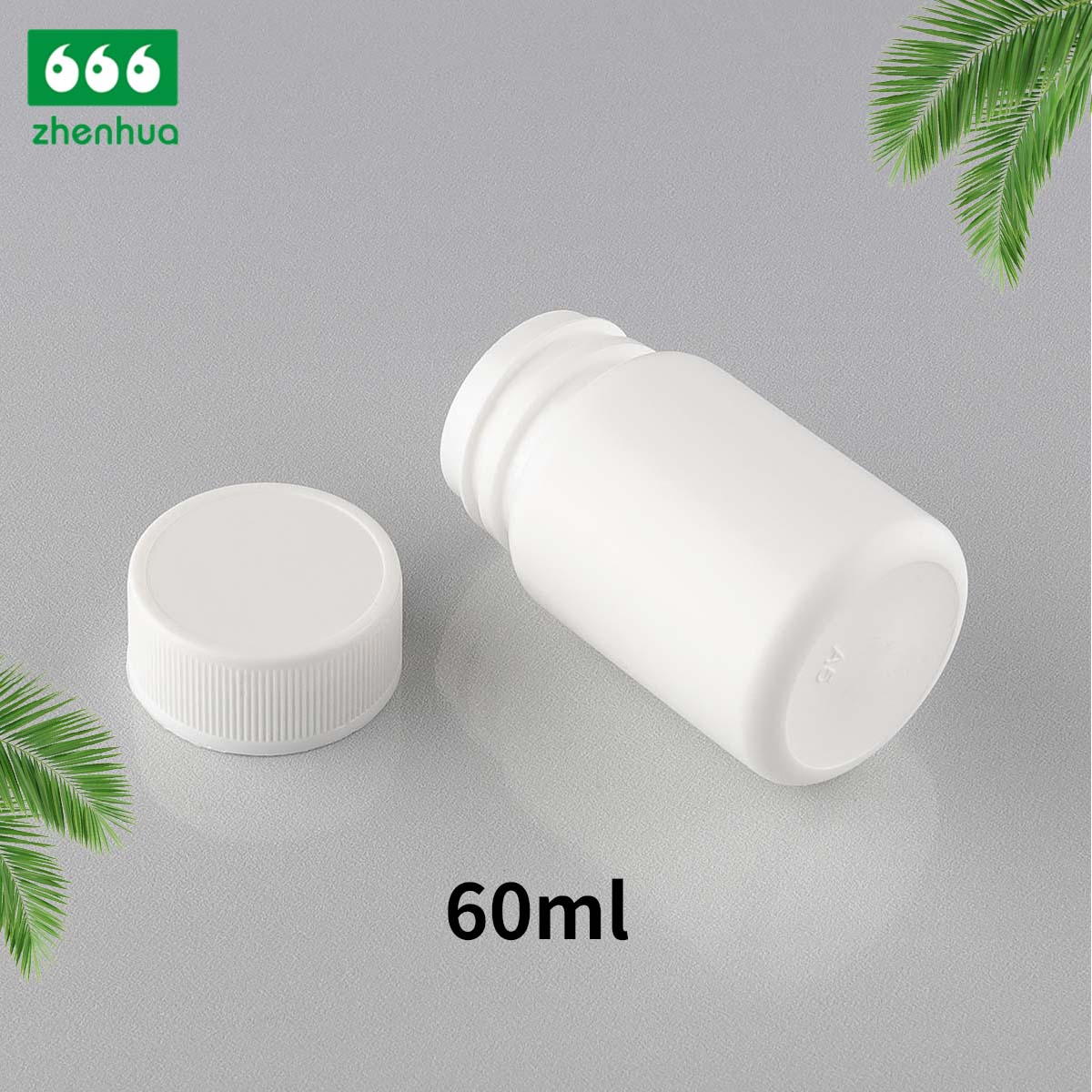 60ml/60cc Round White Pharmaceutical Solid HDPE Bottle White PE Lined Screw Cap