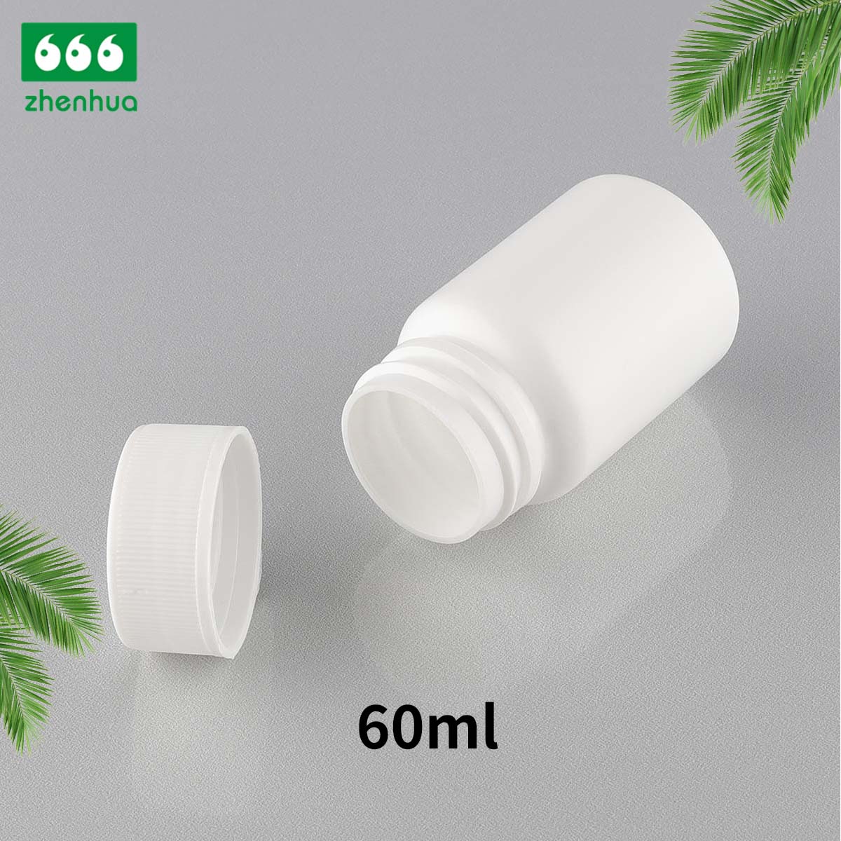 60ml/60cc Round White Pharmaceutical Solid HDPE Bottle White PE Lined Screw Cap