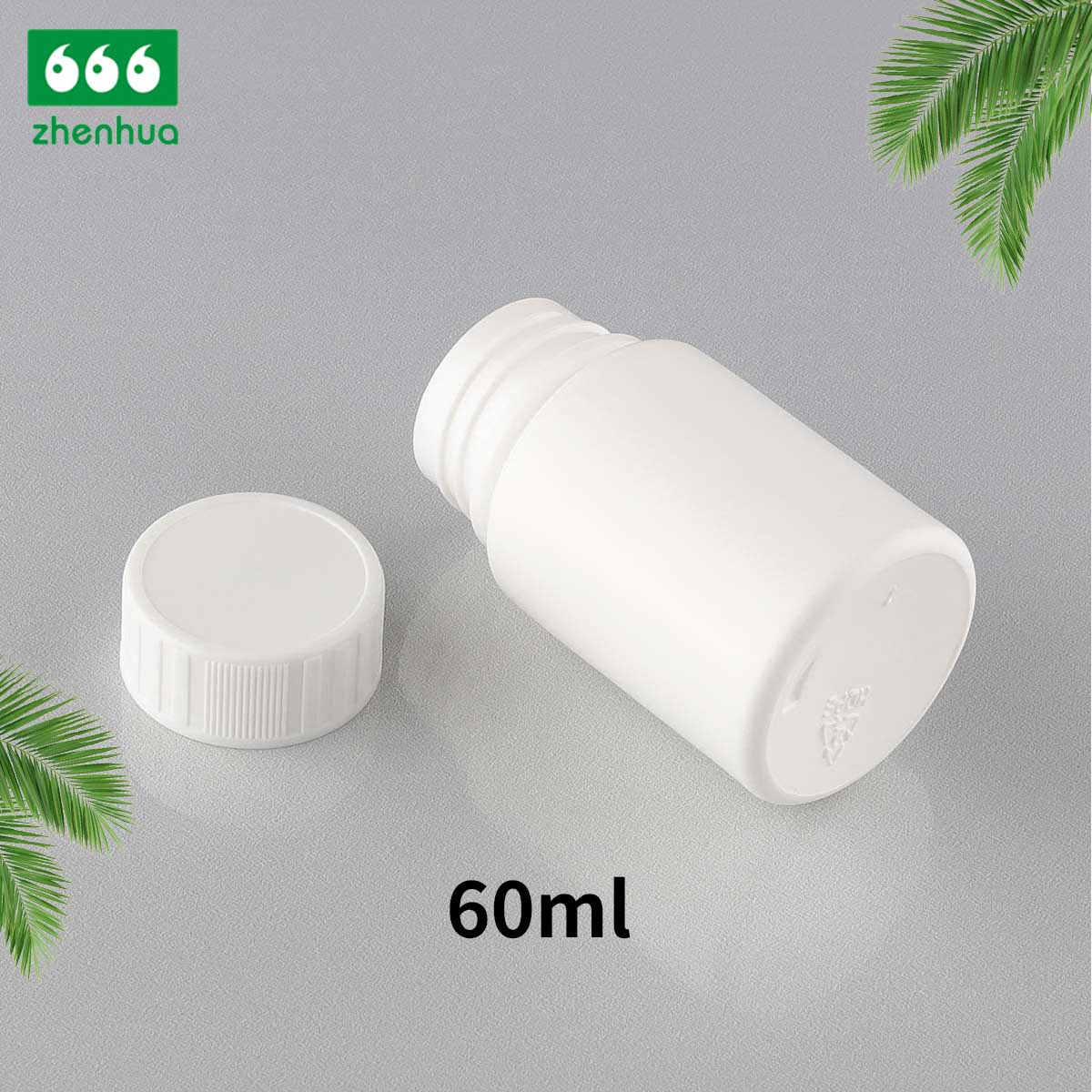 60ml/60cc Round White Pharmaceutical Solid HDPE Bottle White PE Lined Screw Cap