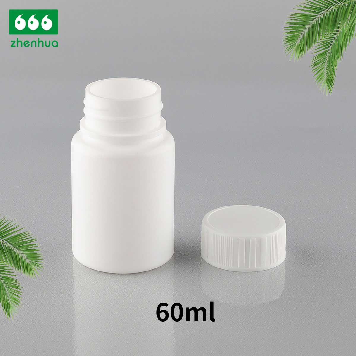 60ml/60cc Round White Pharmaceutical Solid HDPE Bottle White PE Lined Screw Cap